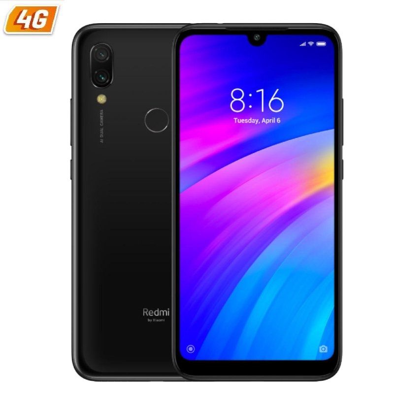 SMARTPHONE MÓVIL XIAOMI REDMI 7 BLACK - 6.26'/15.9CM - OC 1.8GHZ - 2GB RAM - 16GB - CAM 12+2/8 MP - 4G - DUAL SIM - BAT 4000MAH - ANDROID